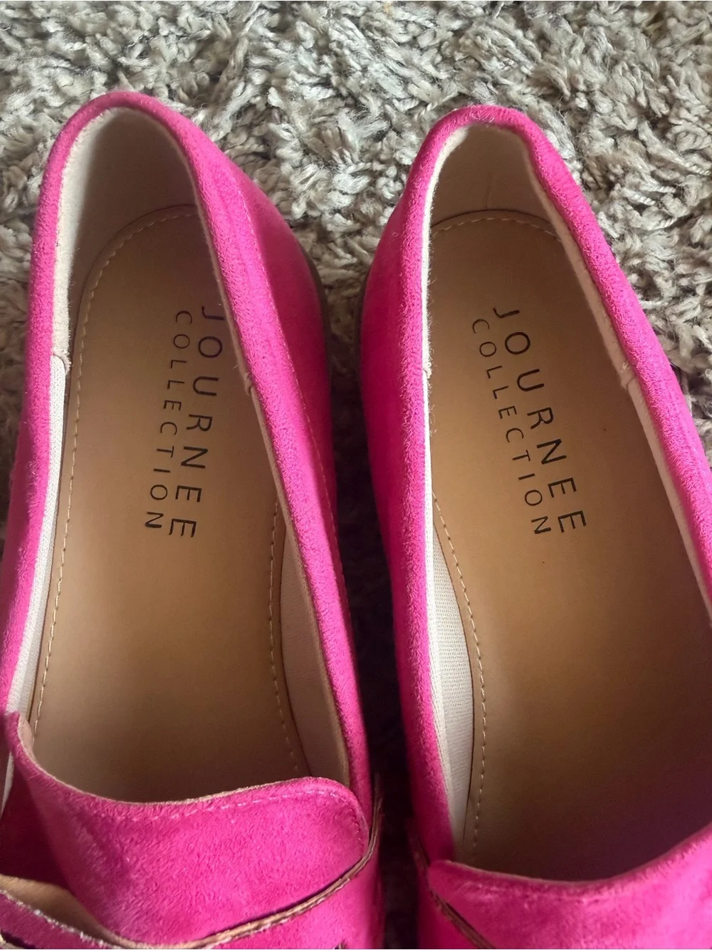 Journee Collection Hot Pink Suede Penny Loafers